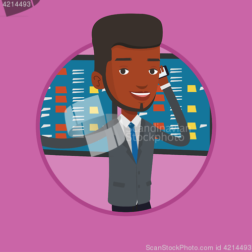 Image of Stockbroker at stock exchange vector illustration.