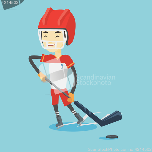 Image of Ice hockey player vector illustration.