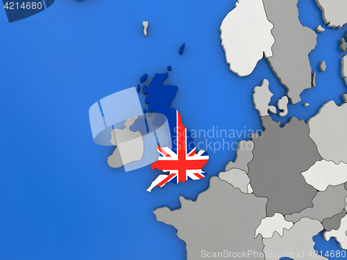 Image of United Kingdom on globe