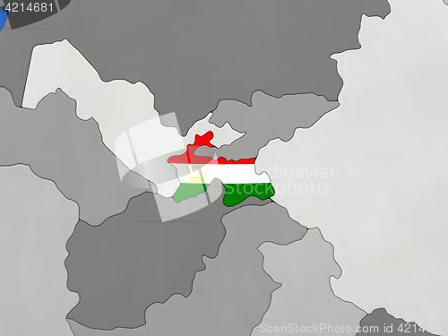Image of Tajikistan on globe