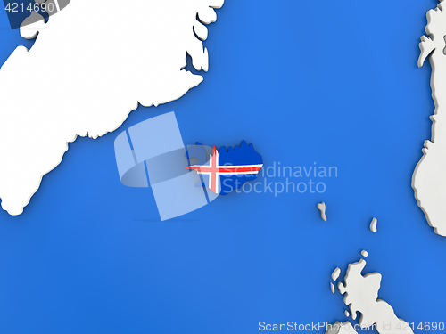 Image of Iceland on globe
