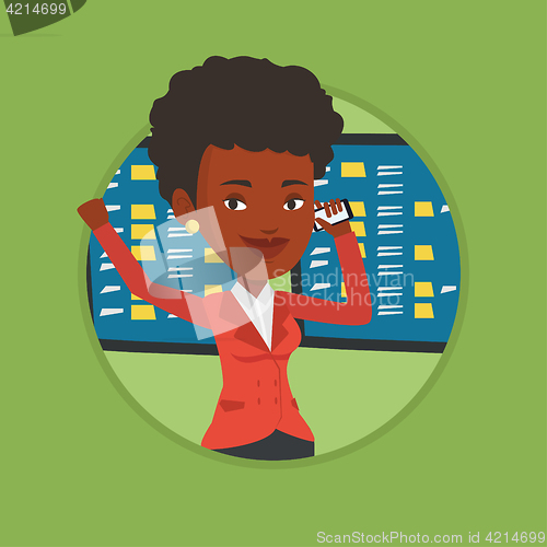 Image of Stockbroker at stock exchange vector illustration.