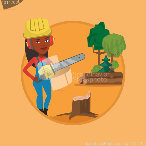 Image of Lumberjack with chainsaw vector illustration.