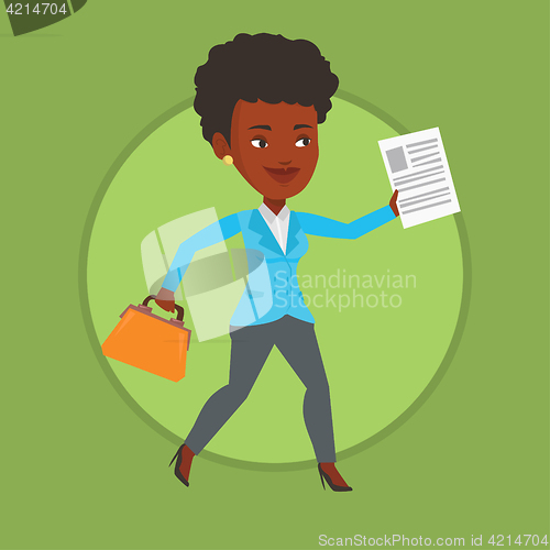 Image of Happy business woman running vector illustration.