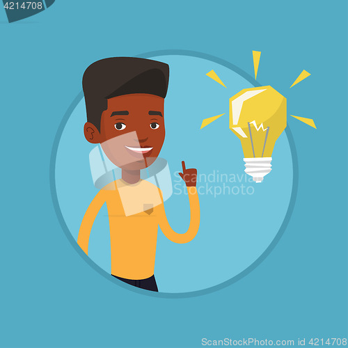 Image of Student pointing at light bulb vector illustration