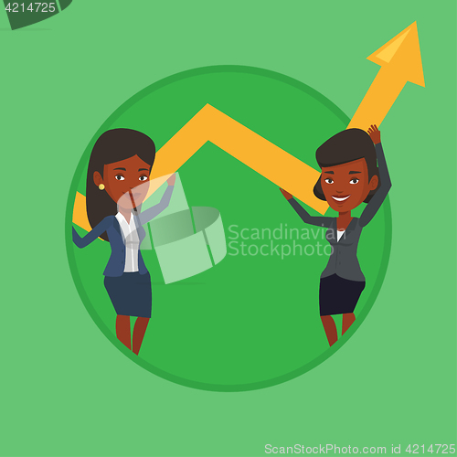 Image of Two business women holding growth graph.