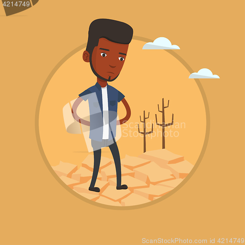 Image of Sad man in the desert vector illustration.