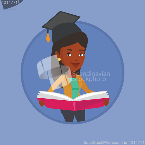 Image of Graduate with book in hands vector illustration.