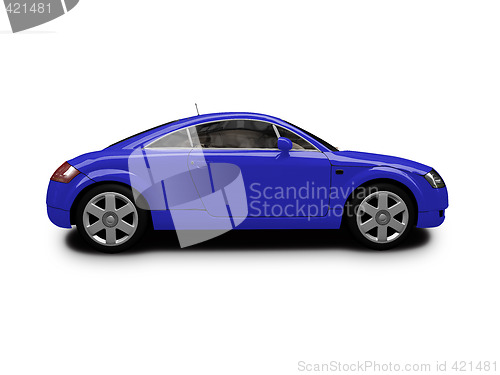 Image of isolated blue car side view