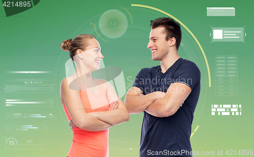 Image of happy sportive man and woman
