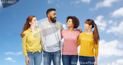 Image of international group of happy smiling people