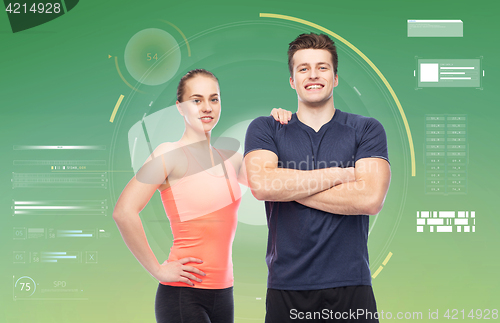 Image of happy sportive man and woman