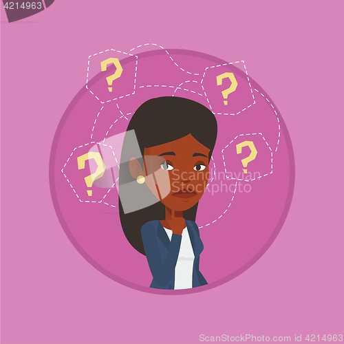 Image of Young business woman thinking vector illustration.