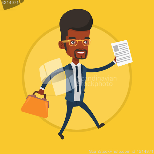 Image of Businessman running with briefcase.