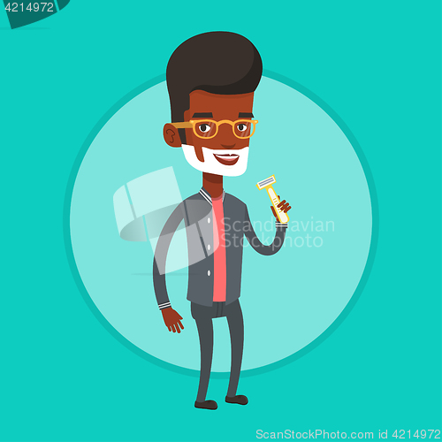Image of Man shaving his face vector illustration.