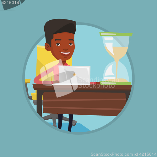 Image of Businessman working in office vector illustration.