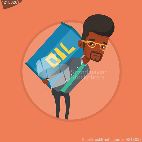 Image of Man carrying oil barrel vector illustration.