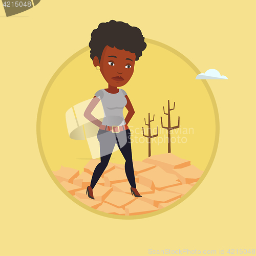 Image of Sad woman in the desert vector illustration.