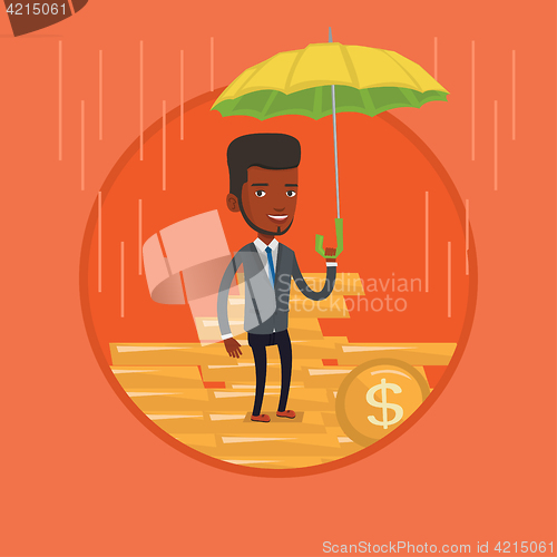 Image of Businessman insurance agent with umbrella.