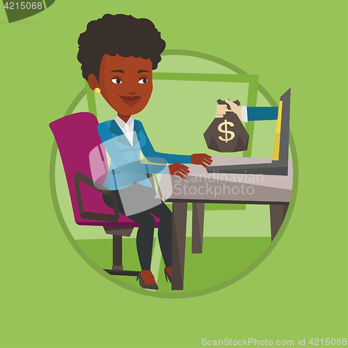 Image of Businesswoman earning money from online business.