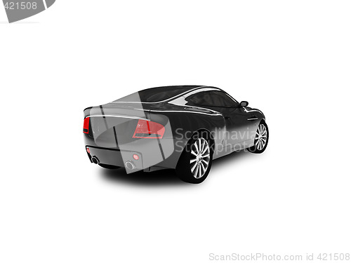 Image of isolated black car back view 01