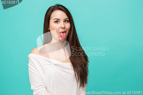 Image of The young woman\'s portrait with happy emotions