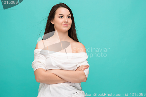 Image of The young woman\'s portrait with happy emotions