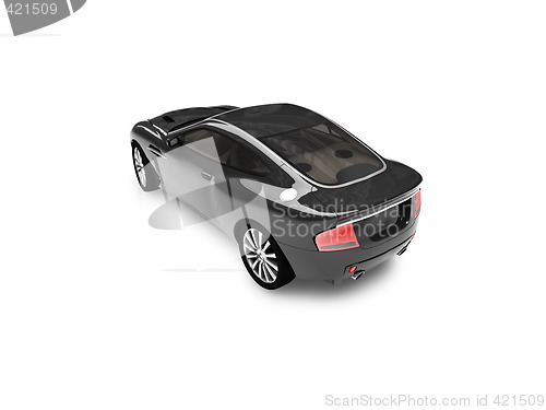 Image of isolated black car back view 03