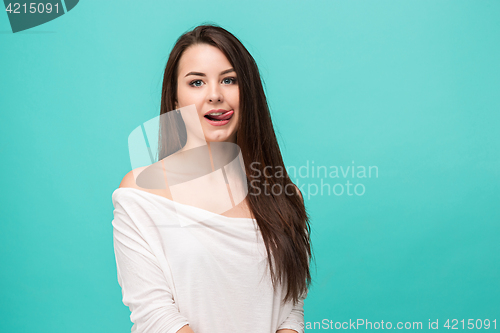 Image of The young woman\'s portrait with happy emotions