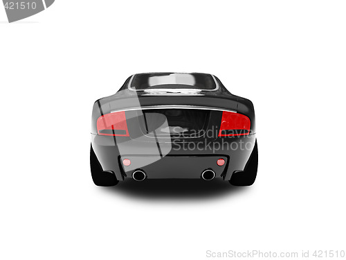 Image of isolated black car back view 02