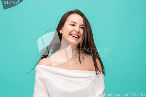 Image of The young woman\'s portrait with happy emotions