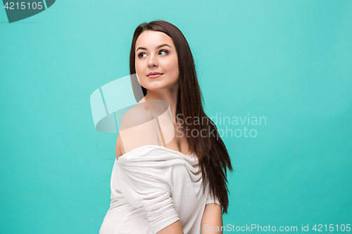 Image of The young woman\'s portrait with happy emotions