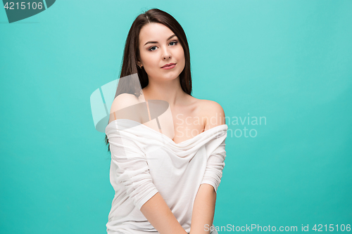 Image of The young woman\'s portrait with happy emotions