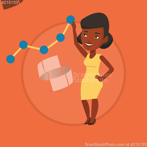 Image of Business woman looking at chart going up.