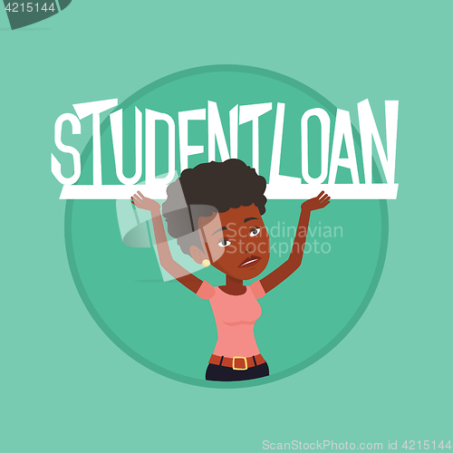 Image of Woman holding sign of student loan.
