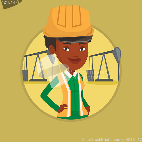 Image of Confident oil worker vector illustration.