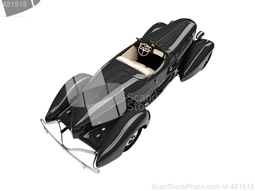 Image of isolated retro black car back view 01