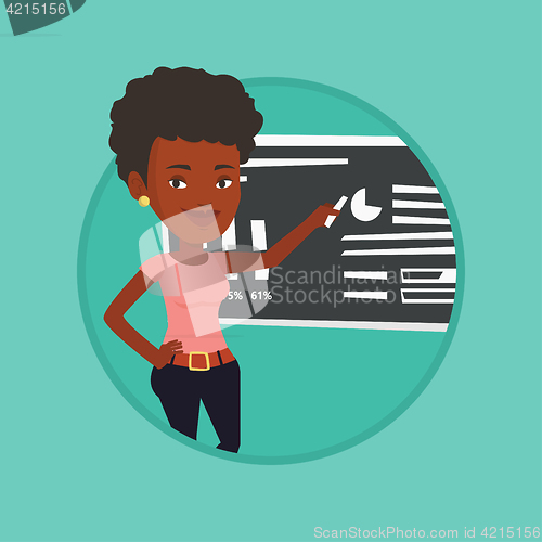 Image of Woman writing on a chalkboard vector illustration.