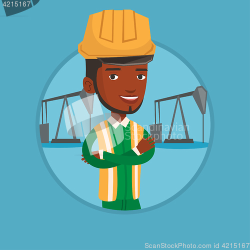 Image of Cnfident oil worker vector illustration.