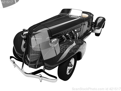 Image of isolated retro black car front view 01