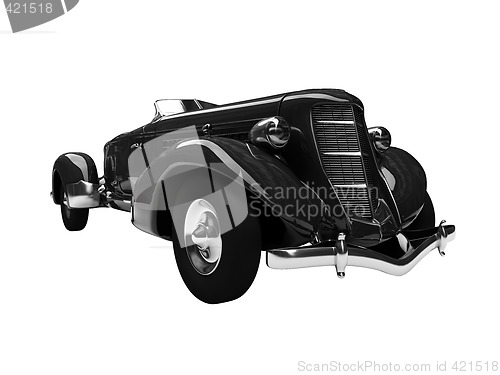 Image of isolated retro black car front view 02