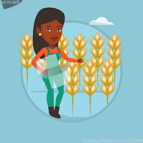 Image of Farmer in wheat field vector illustration.