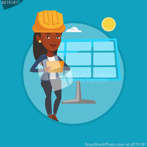 Image of Female worker of solar power plant.