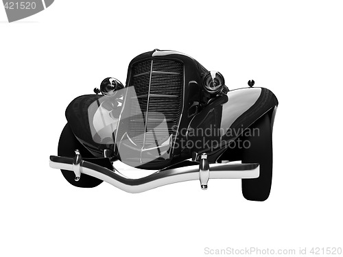 Image of isolated retro black car front view 03