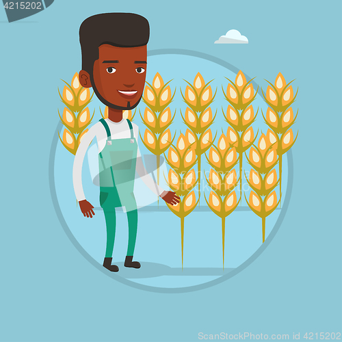 Image of Farmer in wheat field vector illustration.