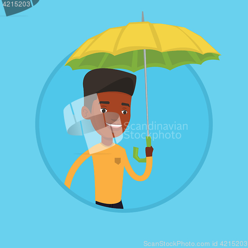 Image of Insurance agent with umbrella vector illustration.