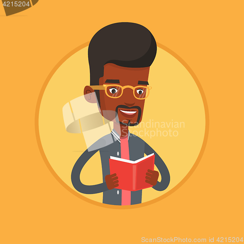 Image of Student reading book vector illustration.