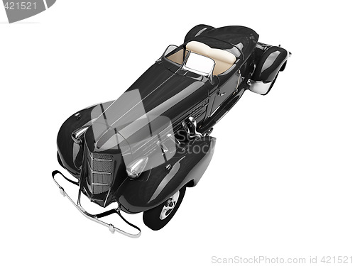 Image of isolated retro black car front view 04