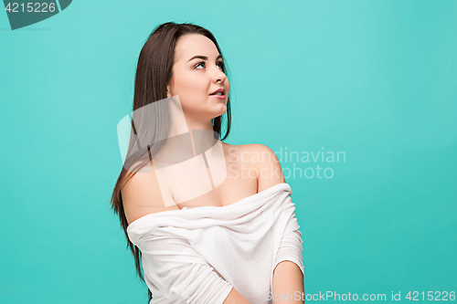 Image of The young woman\'s portrait with happy emotions
