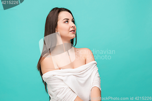 Image of The young woman\'s portrait with happy emotions